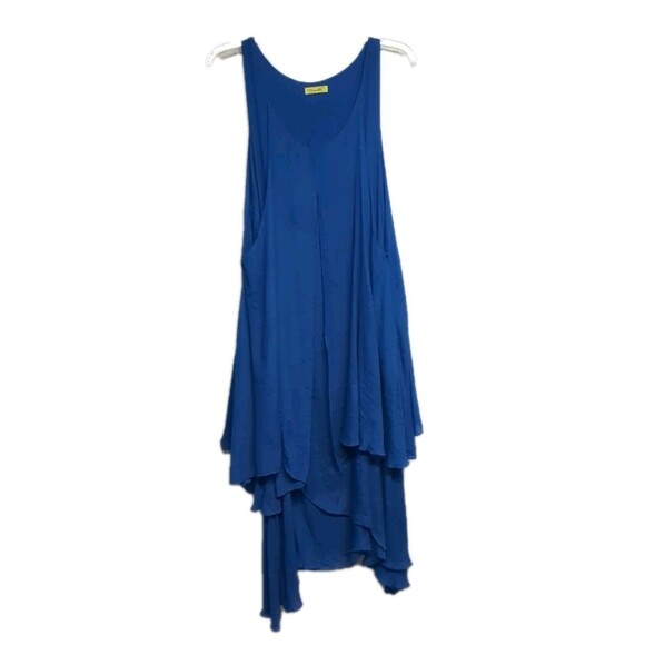 Nana Ro Maxi Dress Boho Multi Layered Shark Bites Lined Lagenlook Cobalt Blue XL - Picture 1 of 8